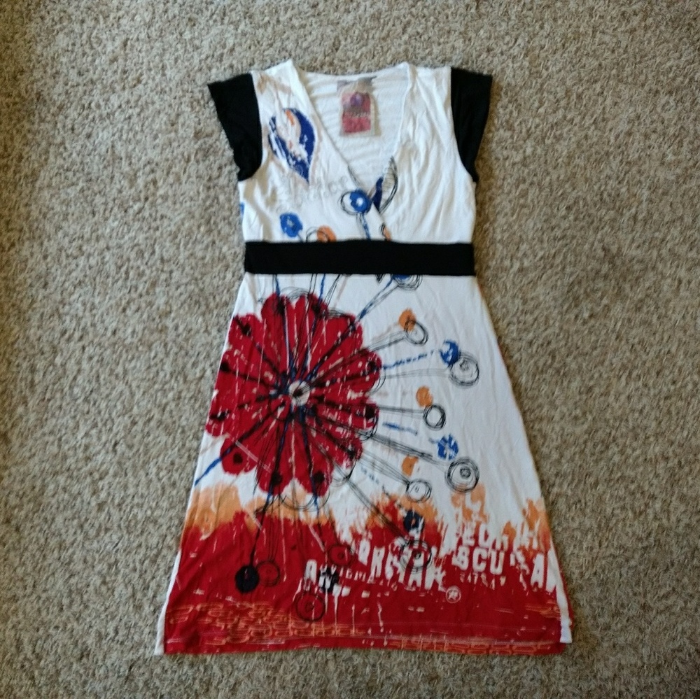 Patterned Sidecar knee length knit dress size M